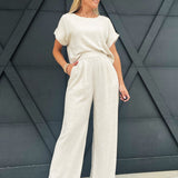 High Waisted Pleated Linen Pants In Oatmeal - Infinity Raine