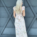 Floral Ruched Front Maxi Dress In Pink - Infinity Raine