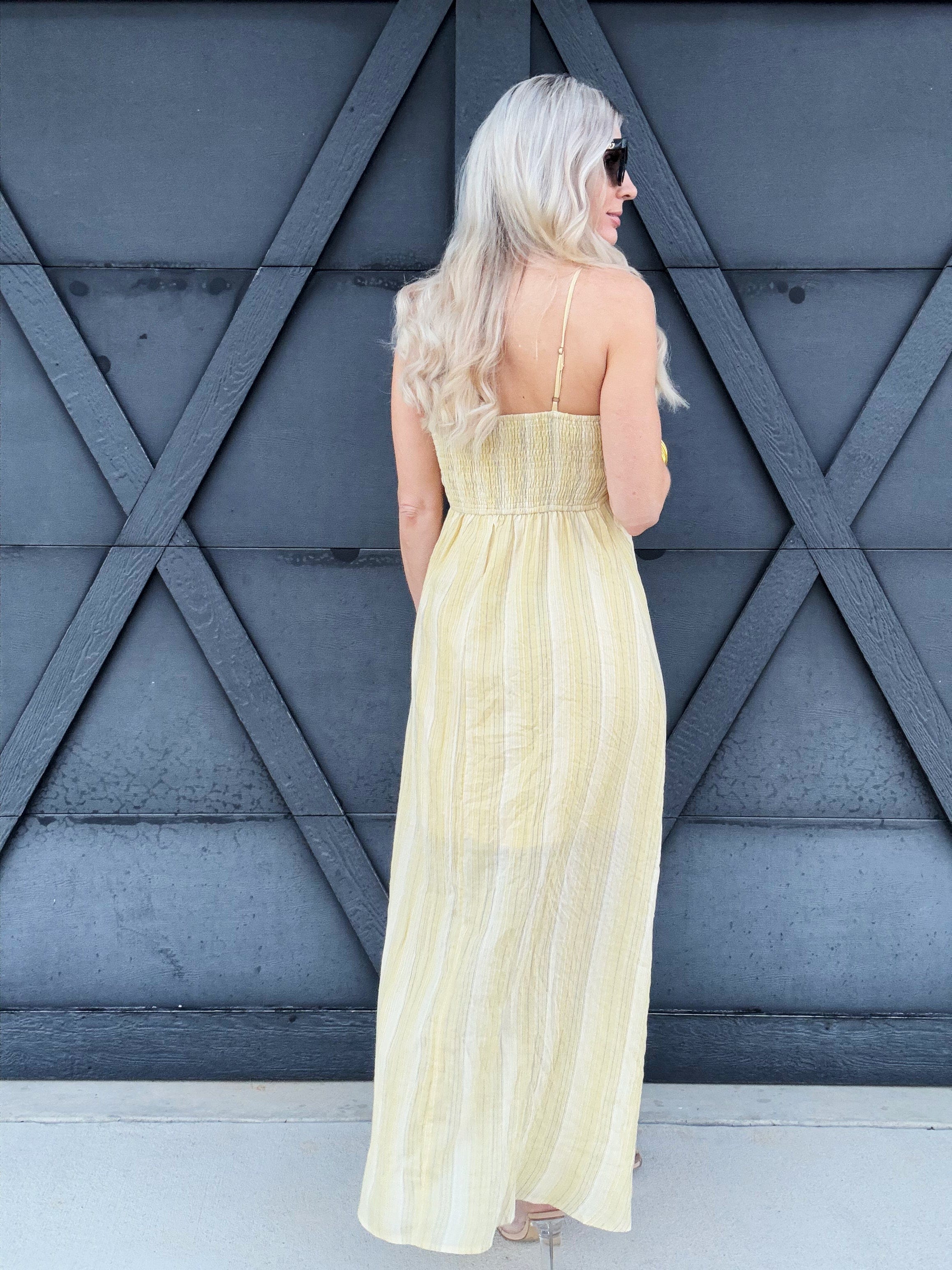 Striped Sunshine Maxi Dress In Yellow - Infinity Raine