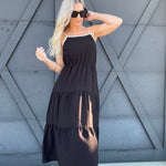 blu pepper Dresses Tie Back Bow Dress In Black