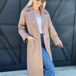 blu pepper Outerwear - Jackets & Coats Longline Button Closure Coat In Mocha