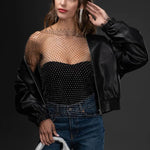 Sheer Rhinestone Top In Black - Infinity Raine