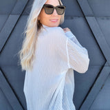 blu pepper Tops - Blouses Stripe Oversized Button Down In White