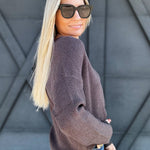 Ribbed V-Neck Sweater In Charcoal - Infinity Raine