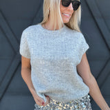 Sequin Crew Neck Short Sleeve Sweater - Infinity Raine