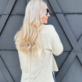 Washed V-Neck Pullover In Oatmeal - Infinity Raine