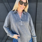 blu pepper Tops - Sweatshirts Washed U Hem Long Sleeve In Black