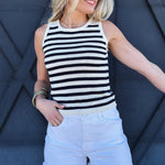 Stripe Sweater Crop In Navy - Infinity Raine