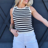 Stripe Sweater Crop In Navy - Infinity Raine