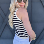 Stripe Sweater Crop In Navy - Infinity Raine