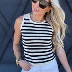 Stripe Sweater Crop In Navy - Infinity Raine