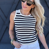 Stripe Sweater Crop In Navy - Infinity Raine