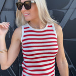 Striped Knit Tank In Red - Infinity Raine