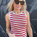 Striped Knit Tank In Red - Infinity Raine