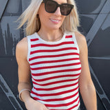 Striped Knit Tank In Red - Infinity Raine