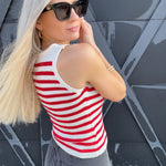 Striped Knit Tank In Red - Infinity Raine