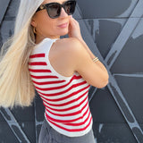 Striped Knit Tank In Red - Infinity Raine