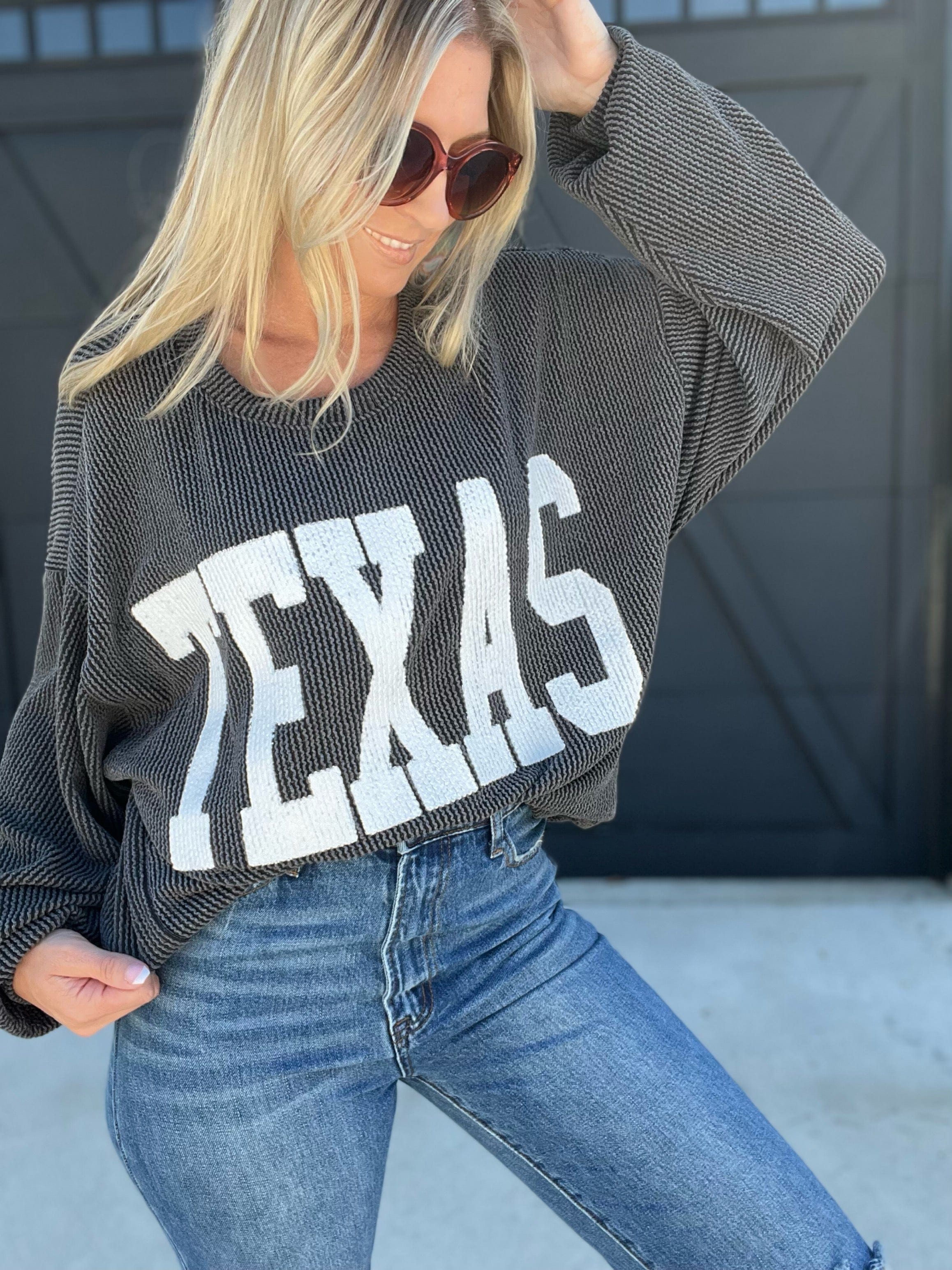 Texas Comfy Graphic Sweatshirt In Black - Infinity Raine