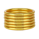 BuDhaGirl All Weather Bangles (Serenity Prayer) In Gold - Infinity Raine