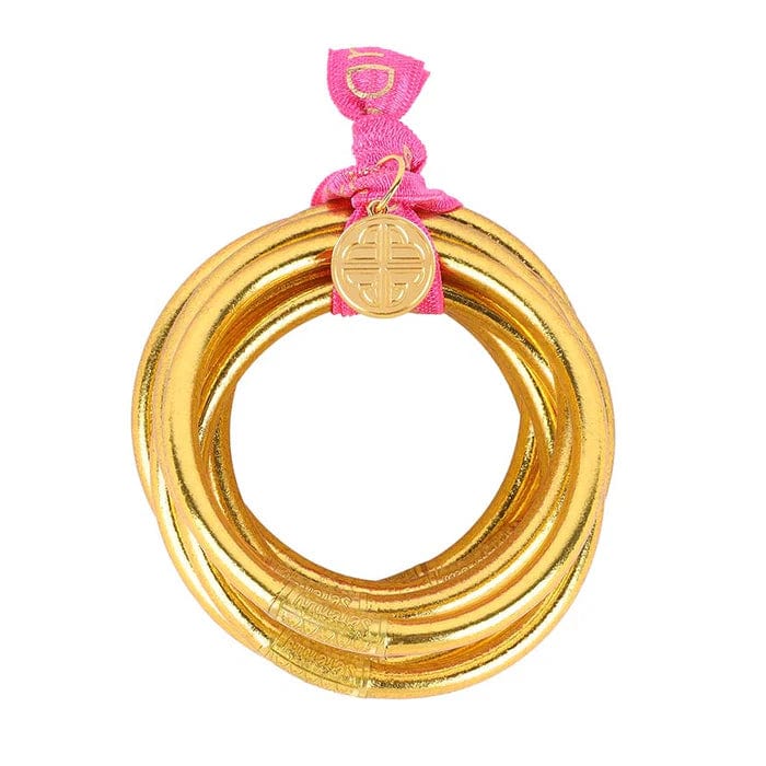 BuDhaGirl All Weather Bangles (Serenity Prayer) In Gold - Infinity Raine