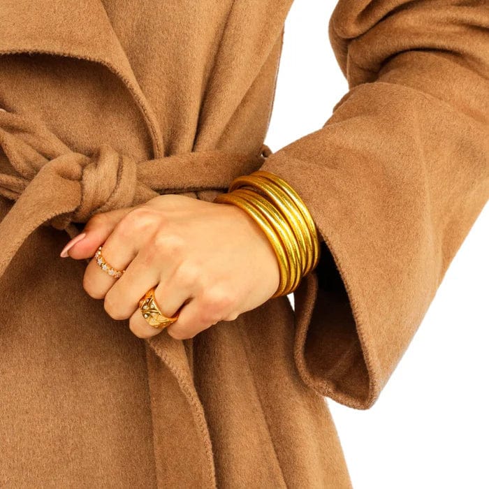 BuDhaGirl All Weather Bangles (Serenity Prayer) In Gold - Infinity Raine