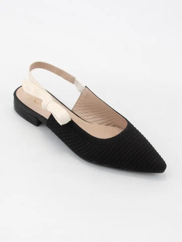 Serenity Slingback Bow Flat In Black - Infinity Raine