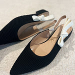 Serenity Slingback Bow Flat In Black - Infinity Raine