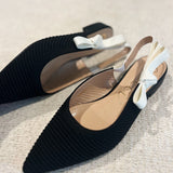 Serenity Slingback Bow Flat In Black - Infinity Raine