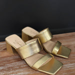 Chinese Laundry 42 Gold Lizbett Block Heel In Metallic Gold - Infinity Raine