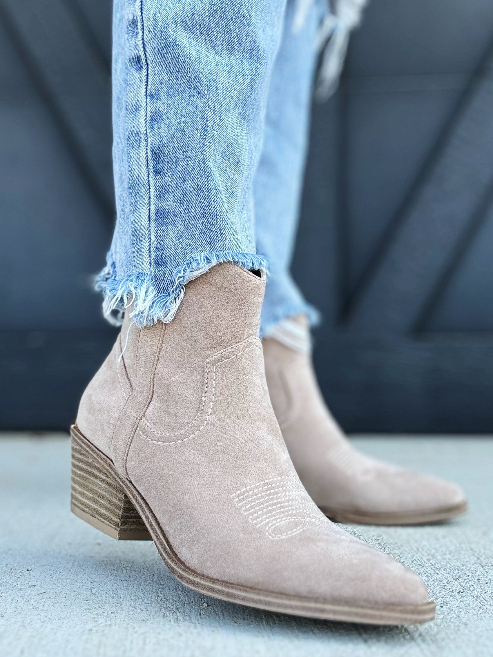 Corkys Quittin Time Booties In Sand Faux Suede - Infinity Raine