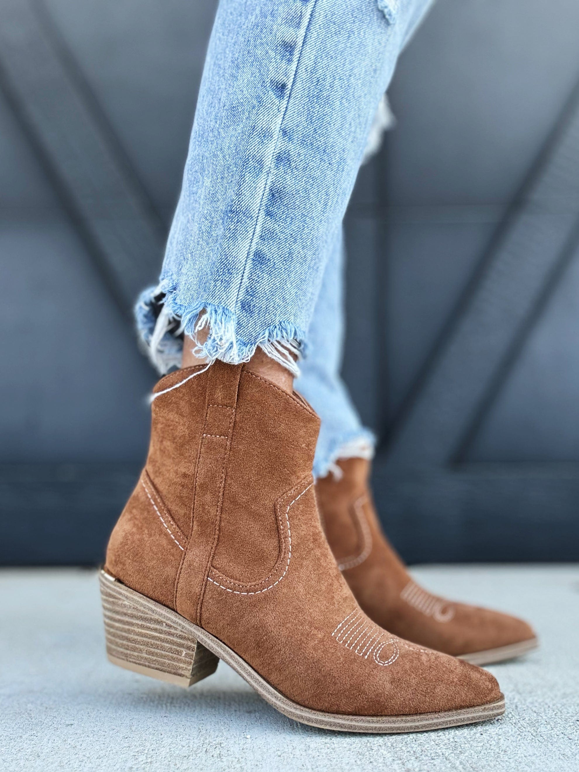 Corkys Quittin Time Booties In Tobacco Faux Suede - Infinity Raine