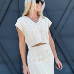 Mini Skirt Sweater Set In Cream - Infinity Raine