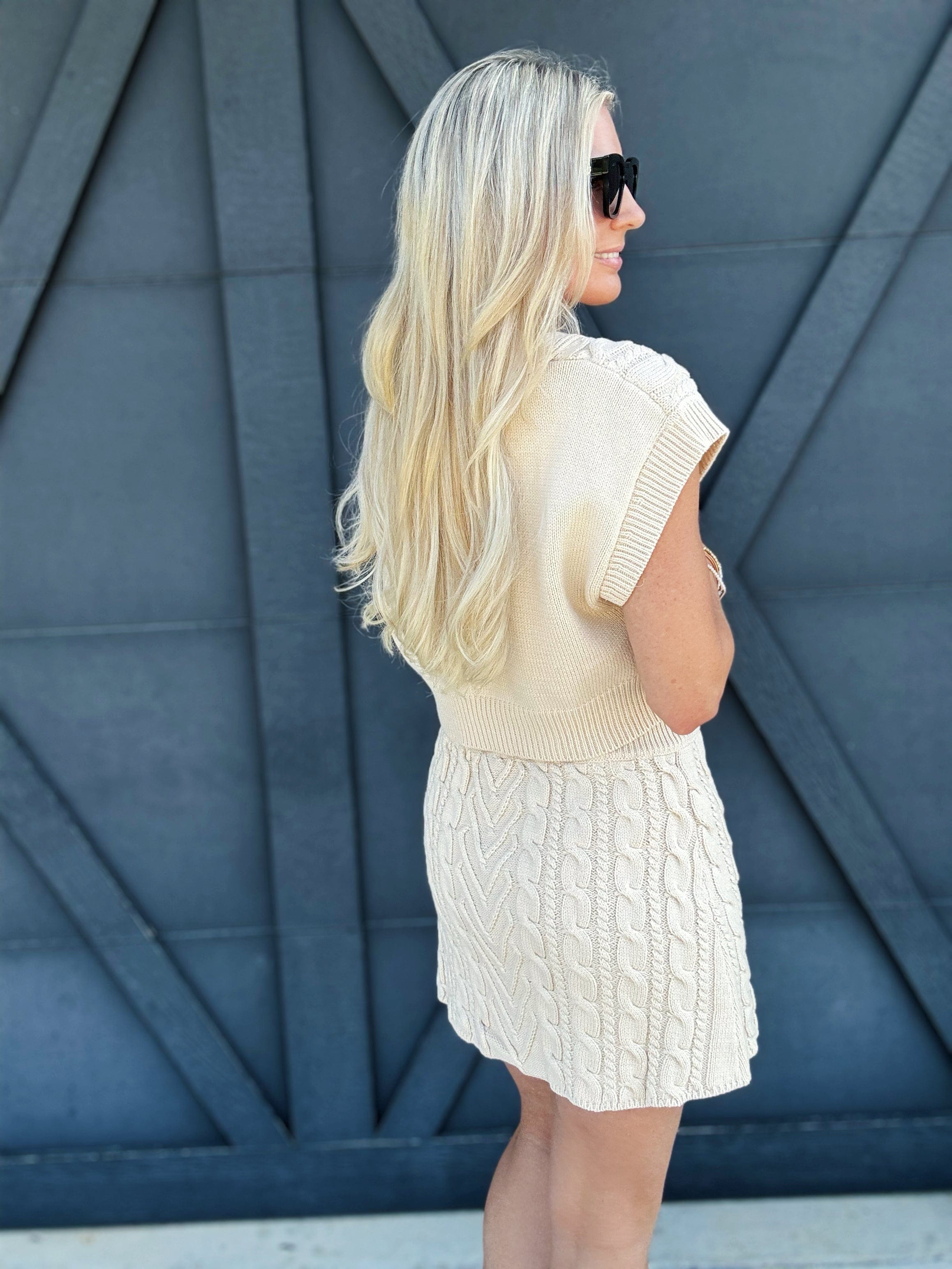 Mini Skirt Sweater Set In Cream - Infinity Raine