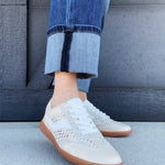 Dirty Laundry Tropics Raffia Sneakers In Ivory - Infinity Raine