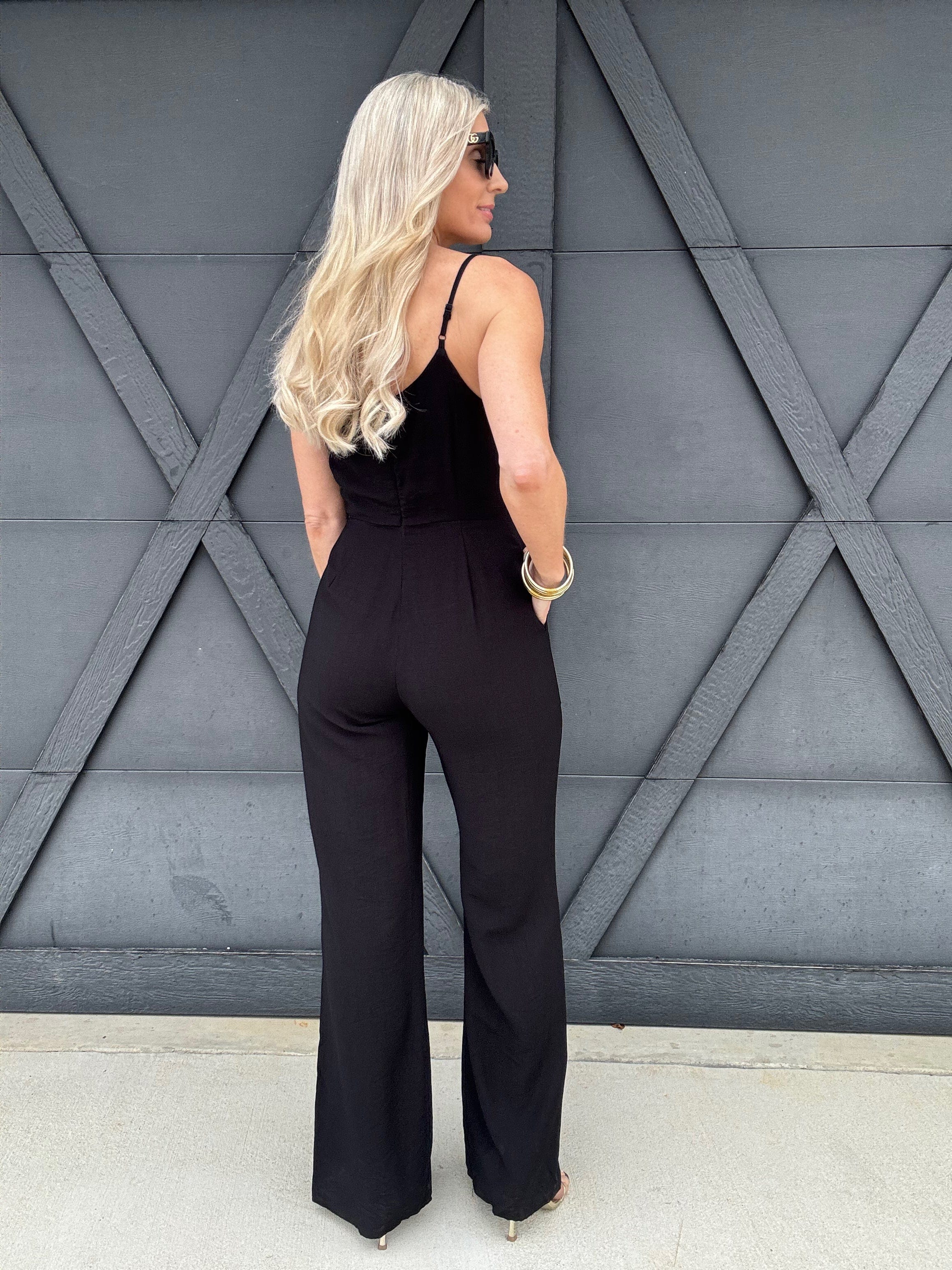 Cami Woven Jumpsuit In Black - Infinity Raine