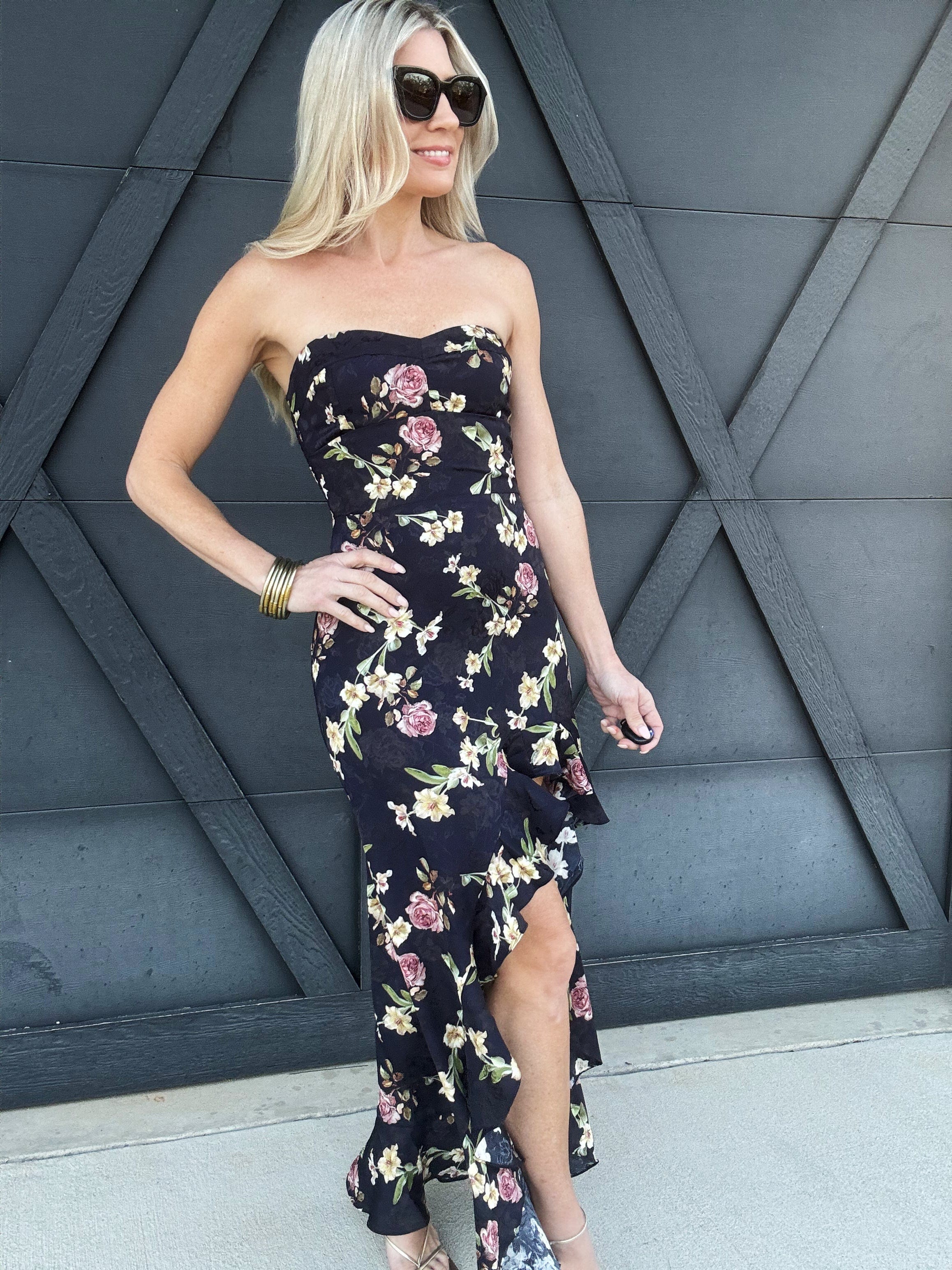 Strapless High-Low Dress In Black - Infinity Raine