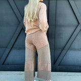 Washed Thermal Mix Terry Knit Pants In Mocha - Infinity Raine