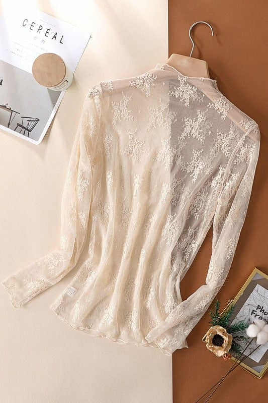 All Over Lace Top In Beige - Infinity Raine