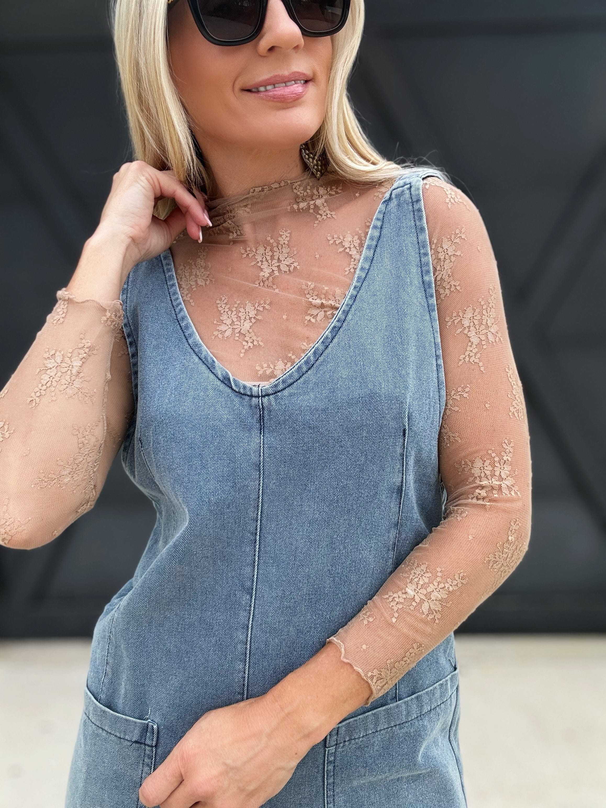 All Over Lace Top In Coffee - Infinity Raine