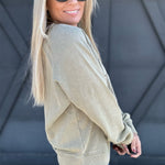 Boot Print Mineral Washed Pullover In Faded Olive - Infinity Raine