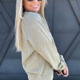 Boot Print Mineral Washed Pullover In Faded Olive - Infinity Raine