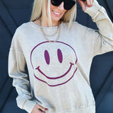 Smiley Crew Sweatshirt In Khaki - Infinity Raine