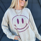 Smiley Crew Sweatshirt In Khaki - Infinity Raine