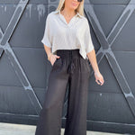 Flowy Straight Leg Tassel Pants In Oatmeal - Infinity Raine