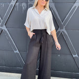 Flowy Straight Leg Tassel Pants In Oatmeal - Infinity Raine