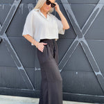 Flowy Straight Leg Tassel Pants In Oatmeal - Infinity Raine