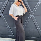 Flowy Straight Leg Tassel Pants In Oatmeal - Infinity Raine