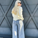 Mineral Washed Pants In Denim - Infinity Raine