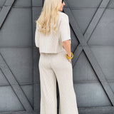 Striped Straight Leg Pants In Natural - Infinity Raine