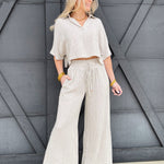 Striped Straight Leg Pants In Natural - Infinity Raine